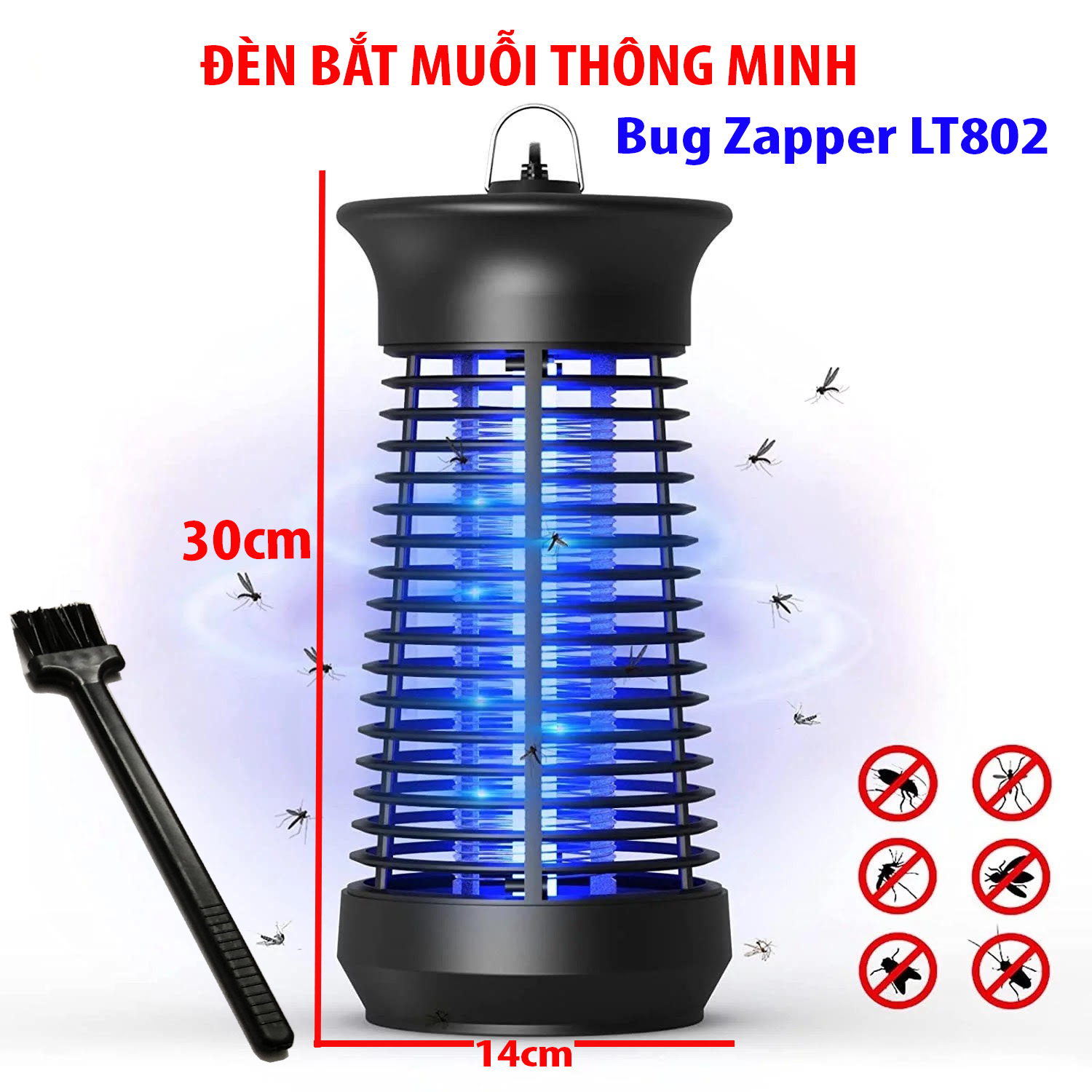 Máy Bắt Muỗi Thông Minh, Diệt Côn Trùng Đa Năng, Hiệu Quả. , Tặng kèm Chổi Vệ Sinh Lồng Đèn, Thiết kế mới 2022