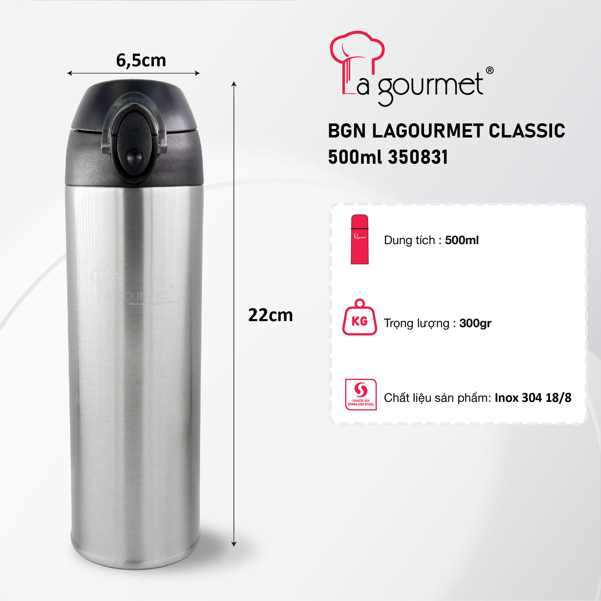 Bình Giữ Nhiệt Nắp Bật La Gourmet Classic -350831