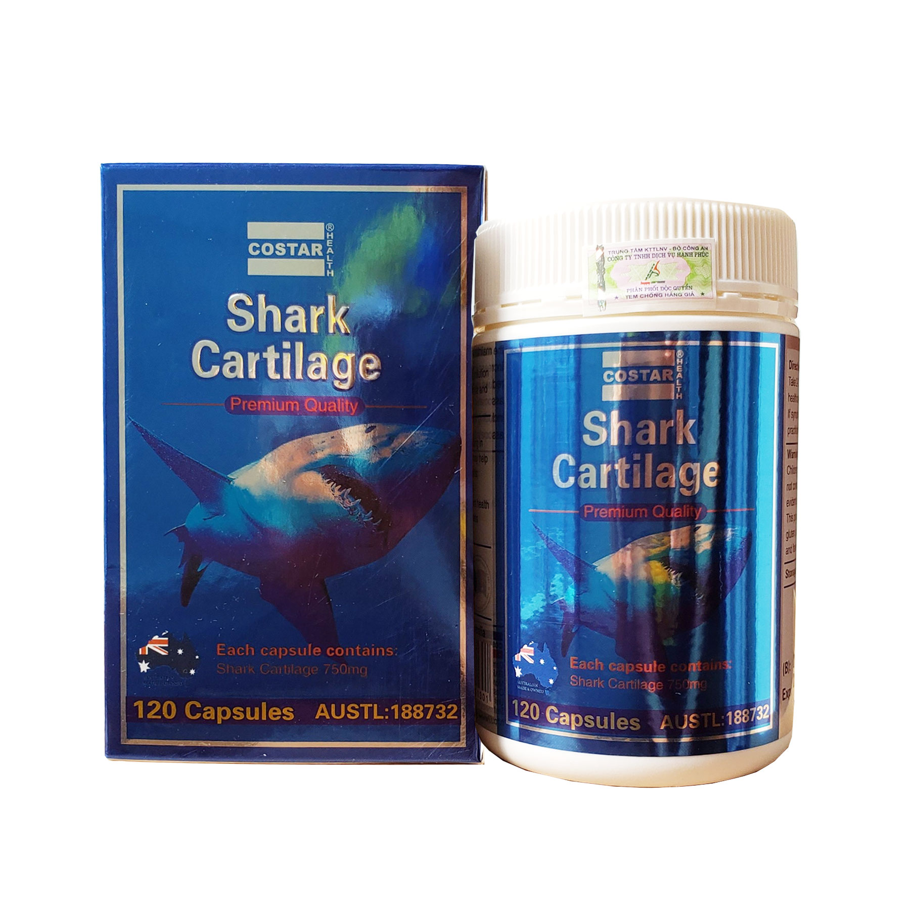 Thực phẩm chức năng Viên Sụn vi cá mập blue shark cartilage costar 750mg Úc (120 viên)