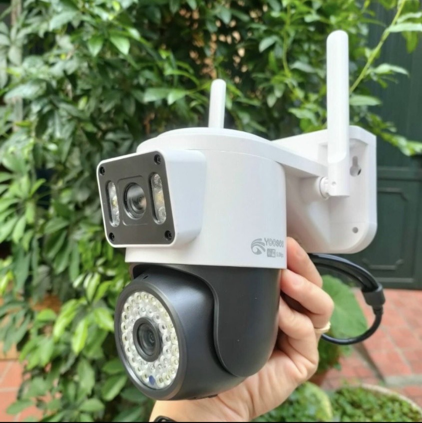 Camera Wifi 2 Mắt Xem Cùng Lúc 2 Màn Hình - 1 Mắt Cố Định & 1 Mắt Xoay 360 Độ - Góc Quan Sát Cực Rộng - Đàm Thoại 2 Chiều - Báo Động Sáng Đèn Hú Còi Cảnh Báo - Hàng Nhập Khẩu