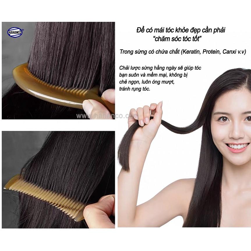Lược sừng răng thưa chải tóc xoăn, xù, rối, massage đầu (Size: L - 19cm) COH145 - Chăm sóc tóc