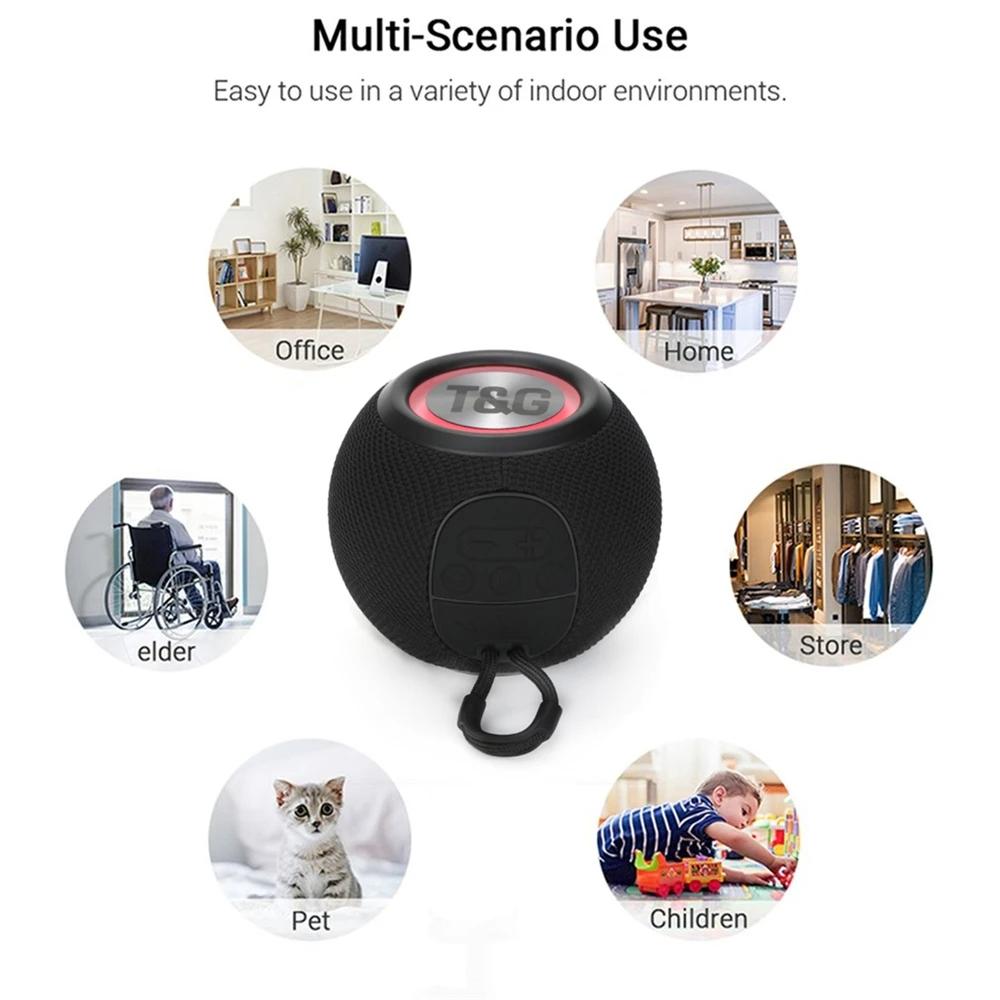 TG337 Loa di động Bluetooth không dây Loa ngoài trời chống thấm nước Dây buộc Loa siêu trầm vòm âm thanh nổi 3D đầy màu sắc Đài phát thanh Màu sắc: Đen