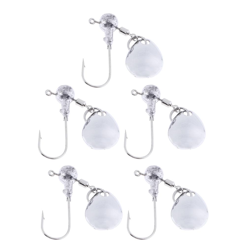5x Fishing Ball Jig Heads Spinner Jigs Single Hook for Bass Fishing