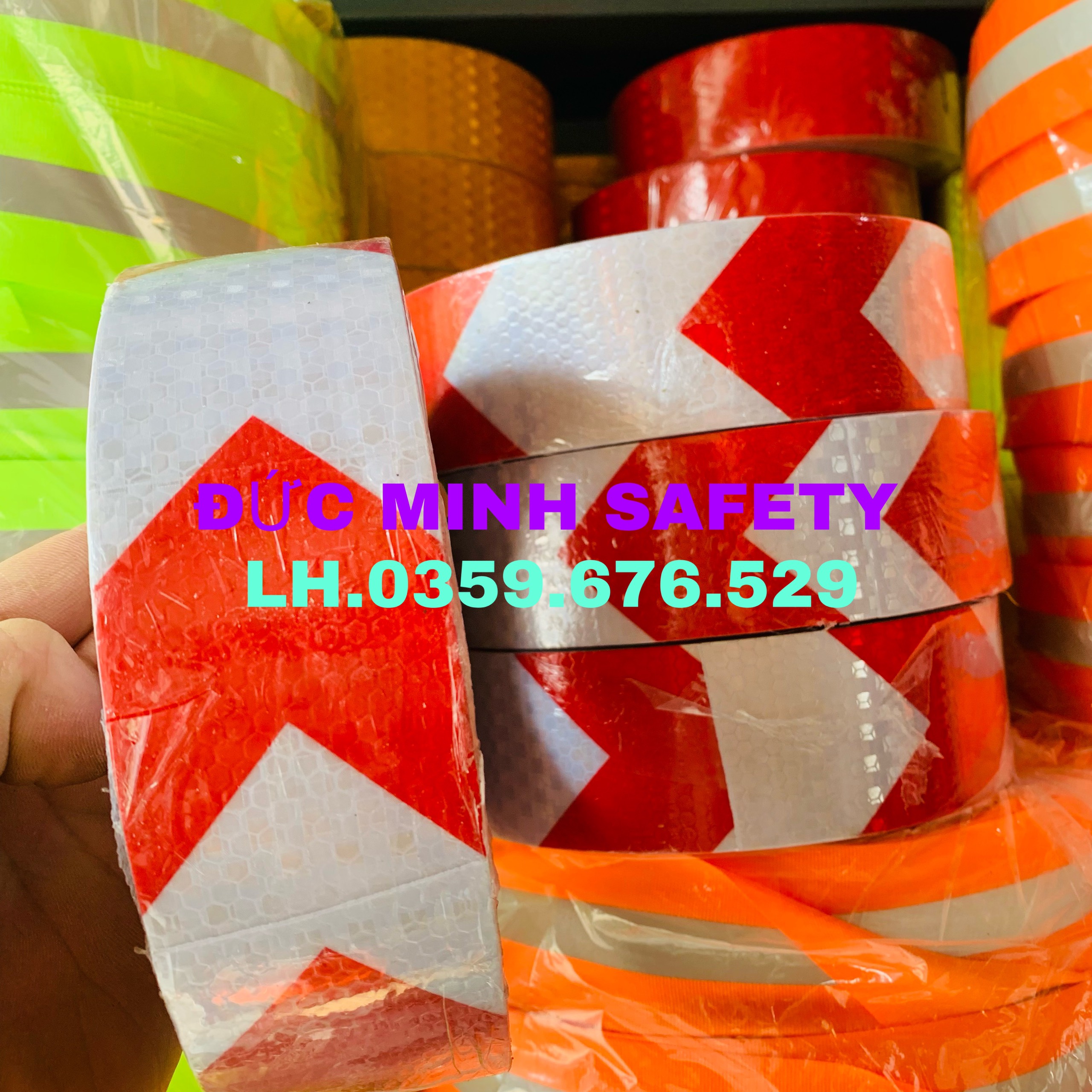 Decal Phản Quang Mũi Tên Trắng - Đỏ Khổ 5cm x 45 mét