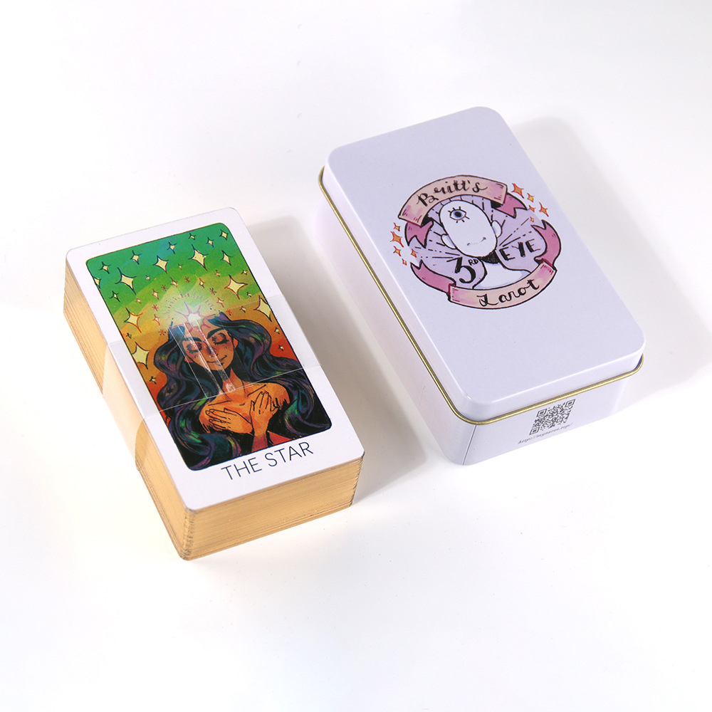 Bộ Bài Britt's Third Eye Tarot Hộp Thiếc Mạ Cạnh Vàng 78 Lá