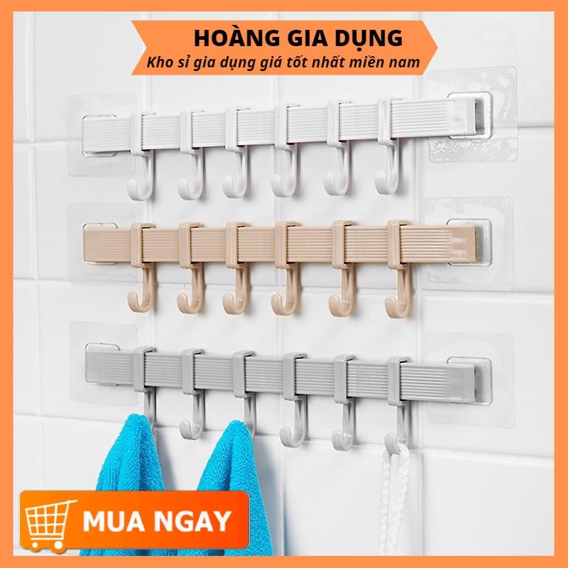 Thanh Móc Treo Quần Áo 6 Móc Dán Tường Nhà Tắm Bếp Tủ Quần Áo Không Cần Khoan Tường H233