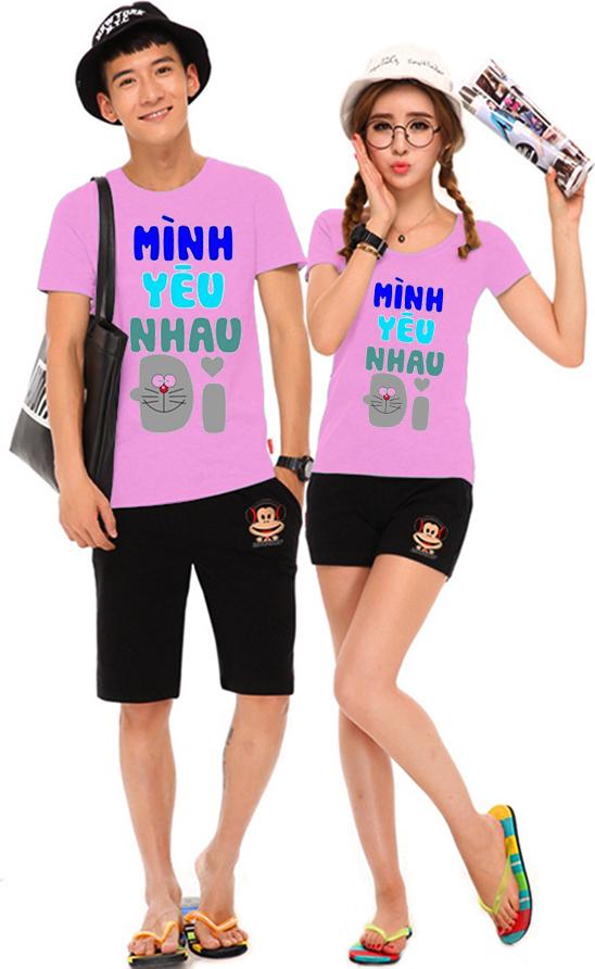 Bộ Áo Thun Đôi Nam Nữ Mình Yêu Nhau Đi Màu Hồng Phấn - XXL - XXL