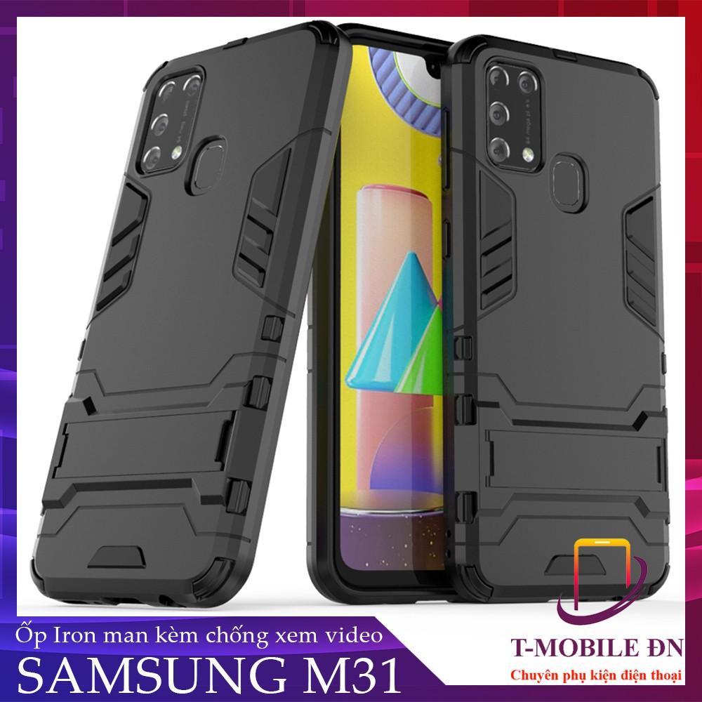 Ốp lưng cho Samsung M31 IRON - MAN chống sốc bảo vệ viền và camera kèm chống xem video tiện lợi