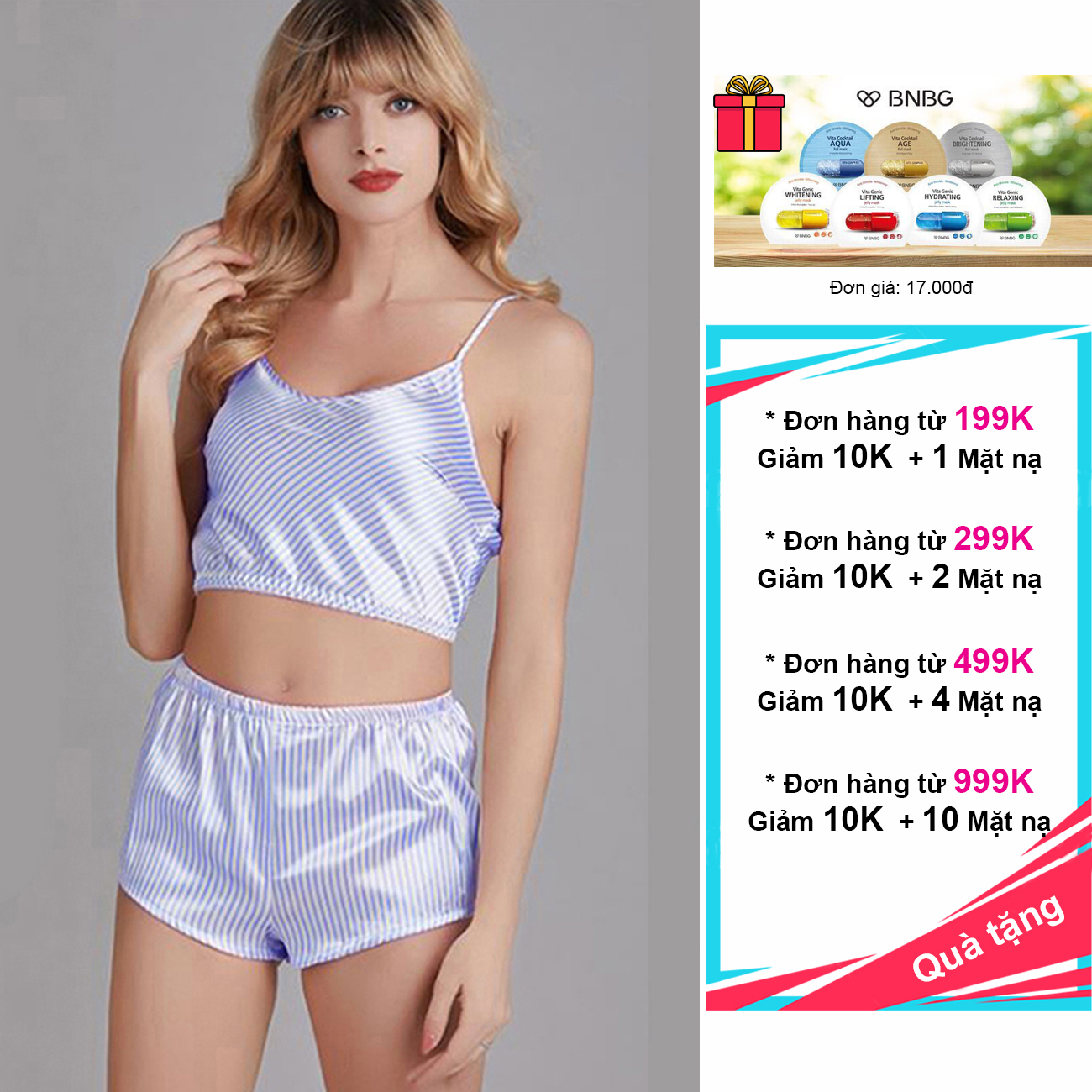 Đồ bộ ngắn sexy mặc nhà 2 dây lụa cao cấp