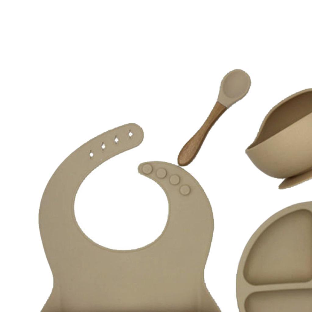 4x Baby Feeding Supplies with Baby Plate,Spoons,Silicone