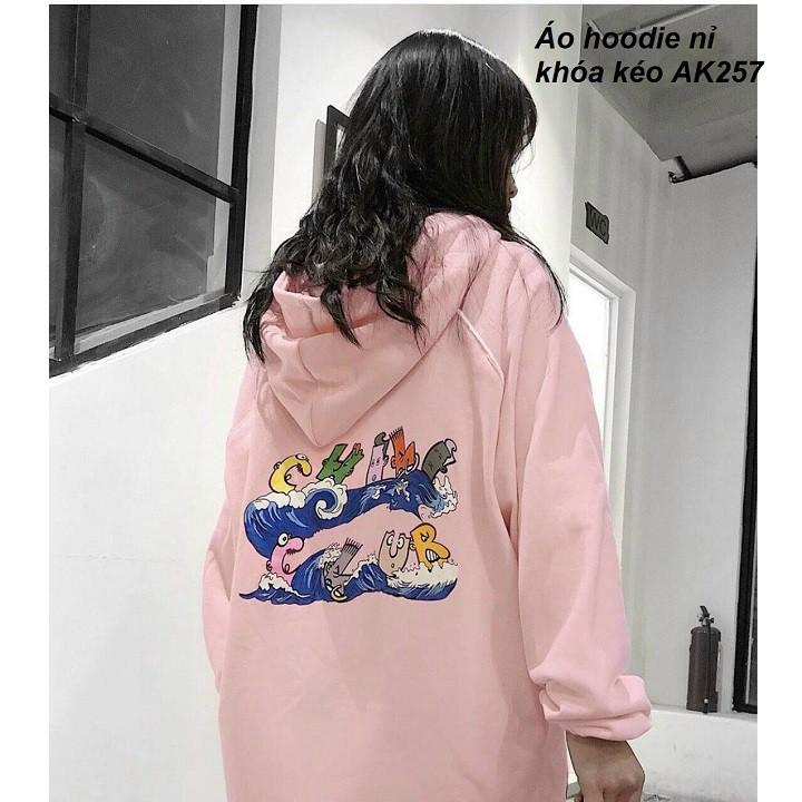 Áo Hoodie nỉ bông Nam & Nữ khóa kéo AK257