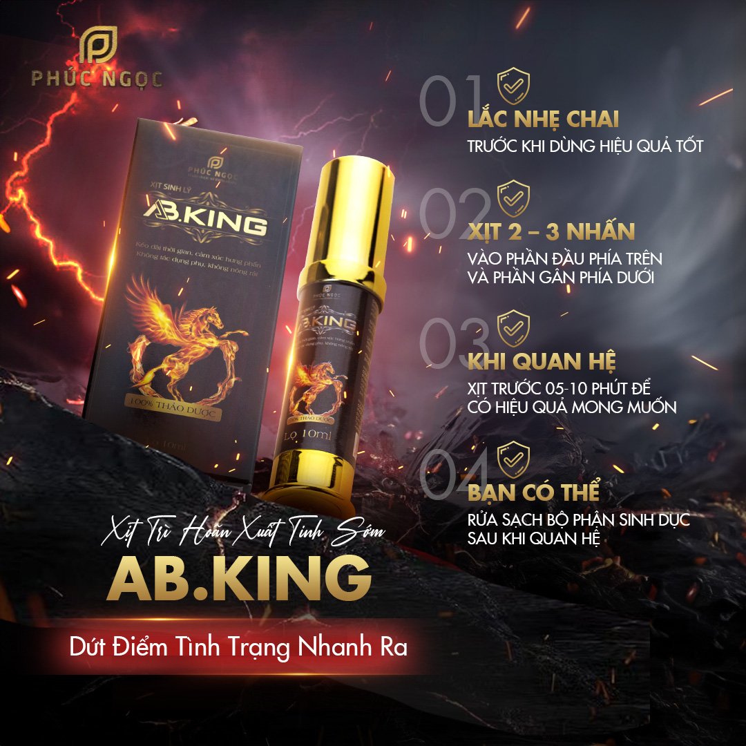 [HOẢ TỐC - CÓ CHE TÊN SP DATE 11/26] A.B King xịt SL cho nam 10ml CẢI THIỆN THỜI GIAN DÀI, XUẤT TINH SỚM, RỐI LOẠN SINH LÝ CHAI 10ml