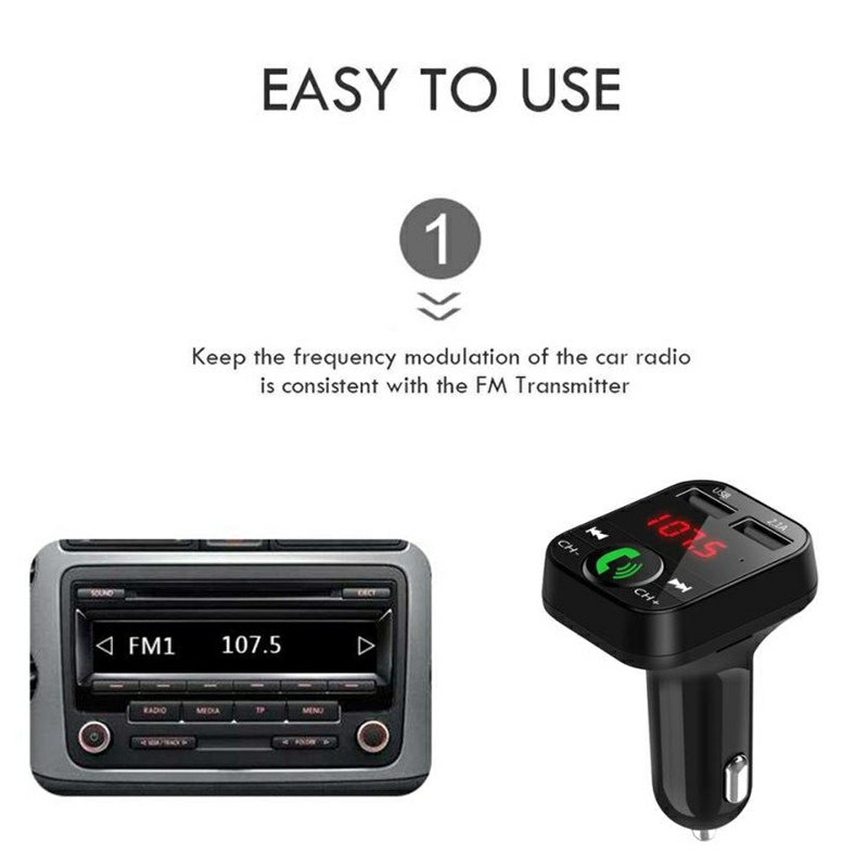 Tẩu Nghe Nhạc Bluetooth Trên Xe Ô Tô V5 Kèm Cổng Sạc USB
