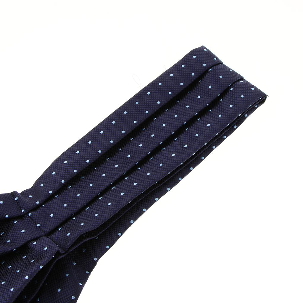 Men's Polka Dots Satin Cravat Ties Jacquard Woven Formal Self Ascot Blue