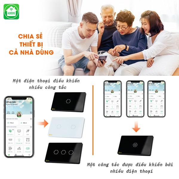Ổ Cắm Tích Hợp 2 Nút Công Tắc Wifi Hunonic Datic Bật Tắt Từ Xa Trên Điện Thoại &amp; Ra Lệnh Giọng Nói