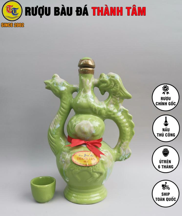 Đặc Sản Bình Định - Rượu Bàu Đá Thành Tâm Long Phụng (Màu xanh ngọc) 650ml - OCOP 3 Sao