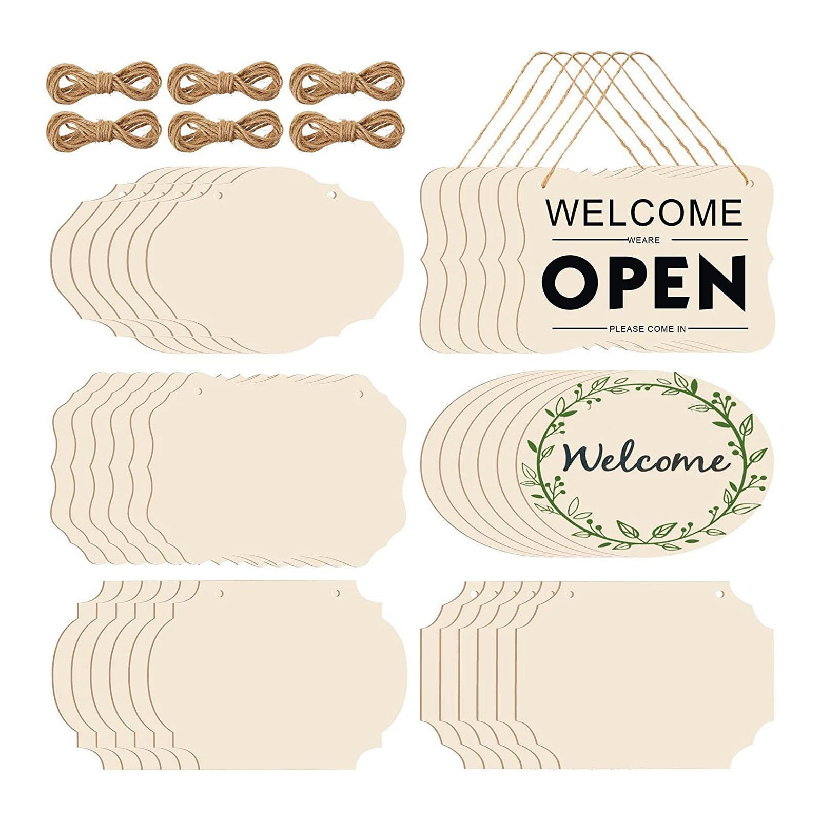 12 Pieces Unfinished Hanging DIY Blank Wooden Plaque for Bar Party