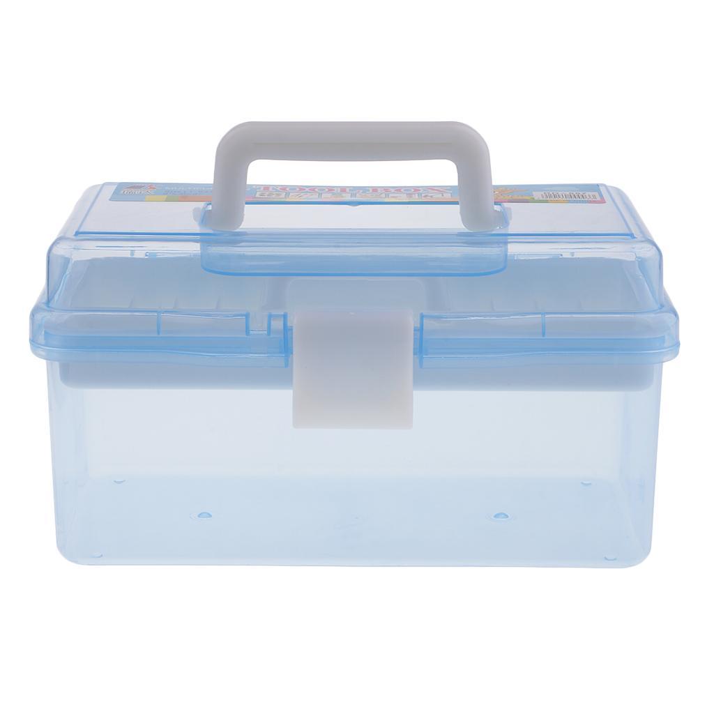 2 Layer Plastic Sewing Jewelry Painting Tools Box Storage Box Organizer Blue