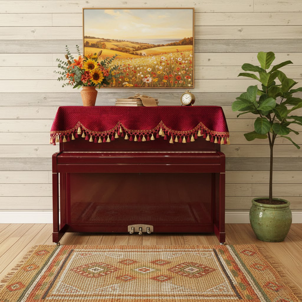 Khăn phủ đàn piano cơ đàn piano điện tử 88 phím sang trọng cổ điển trang trí giáng sinh noel năm mới Tết
