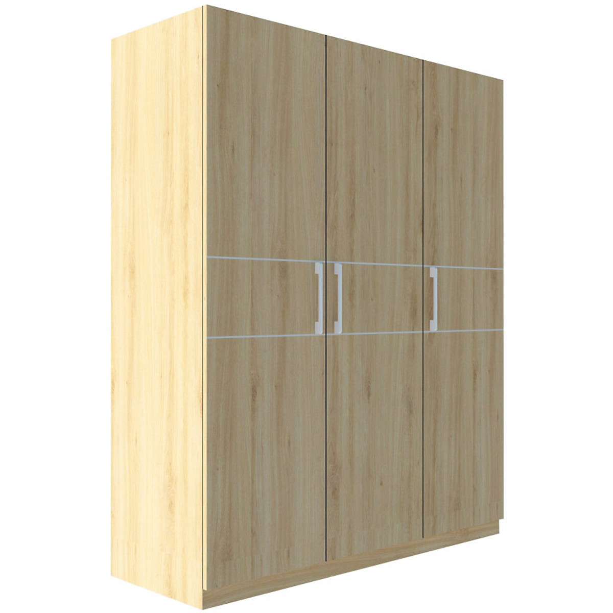 Tủ quần áo gỗ MDF Tundo 3 cánh 2 ngăn kéo màu vàng nhạt 120 x 55 x 200cm