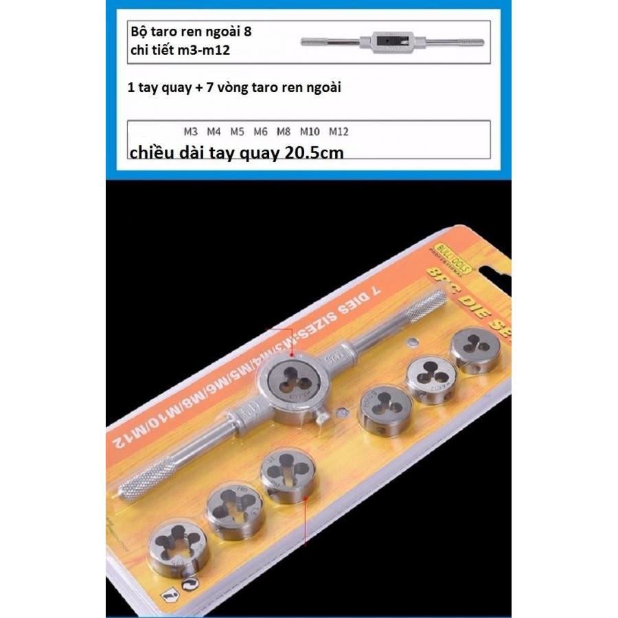 Bộ taro tạo ren ngoài +tay quay m3 đến m12