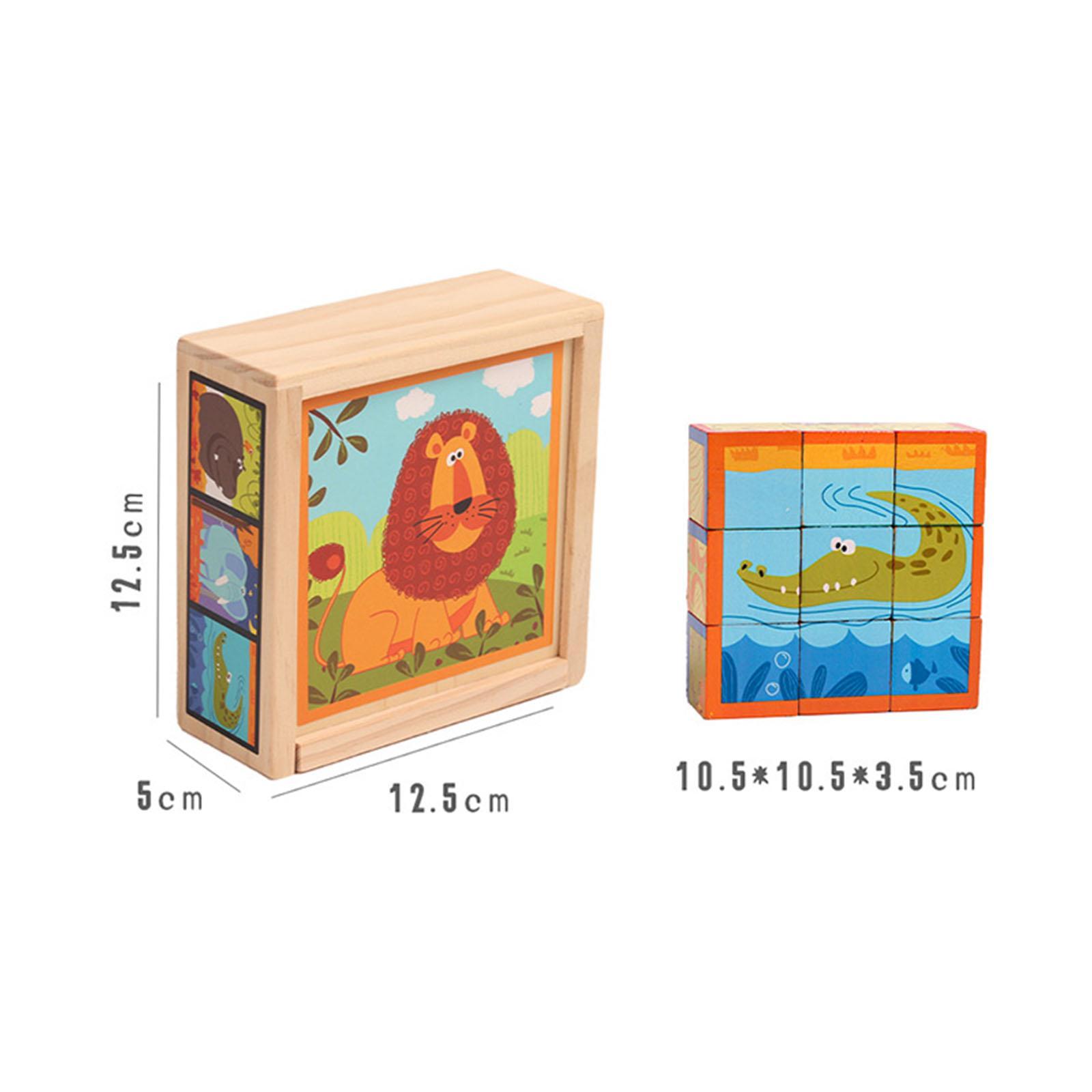 Wooden Cartoon Puzzle Montessori Shape Matching Game for Travel