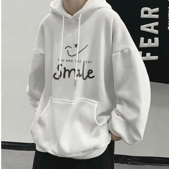 Áo Hoodie Chui Đầu Cho Nam Nữ Áo Nỉ Ngoại Cỡ Hàn Quốc Thời Trang Rộng In Dài Tay Cộng, Áo hoodie weater form rộng Smile màu phong cách hip hop cho cặp đôi in mặt cười simple thời trang