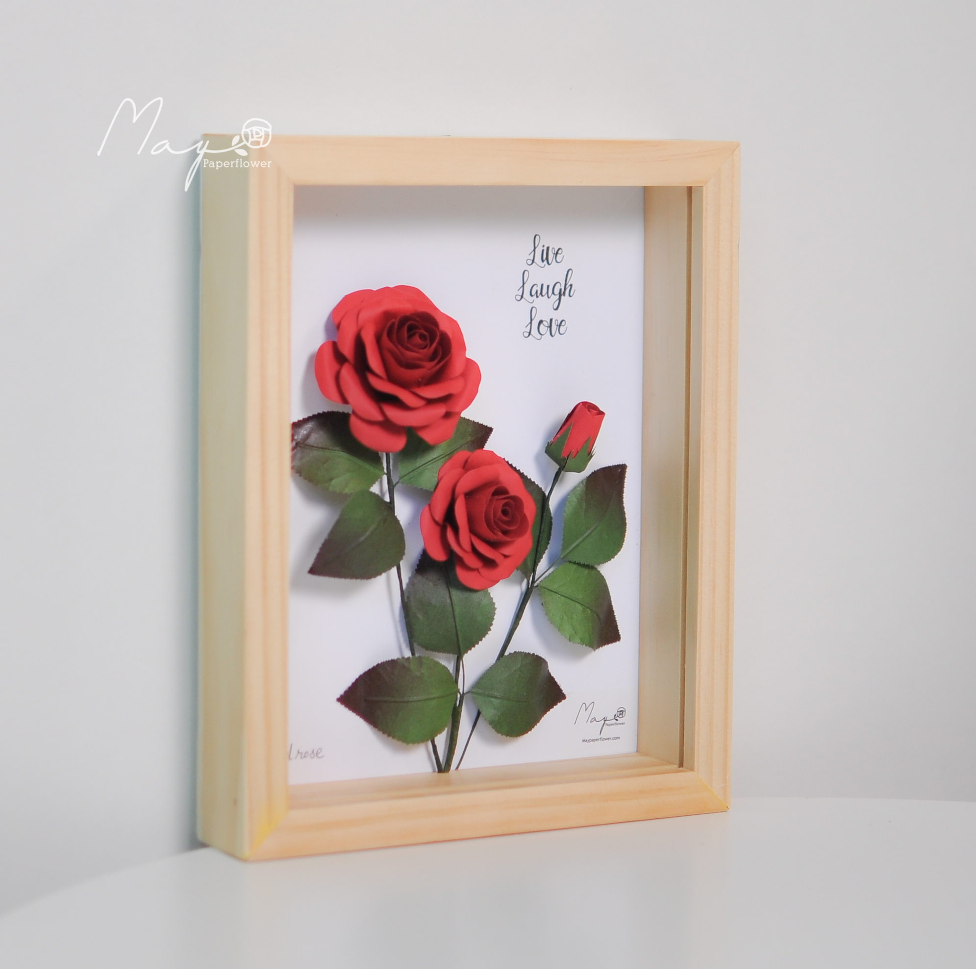 Tranh hoa giấy handmade trang trí cao cấp SIMPLICITY Hoa Hồng 20x25 cm - Maypaperflower Hoa giấy nghệ thuật