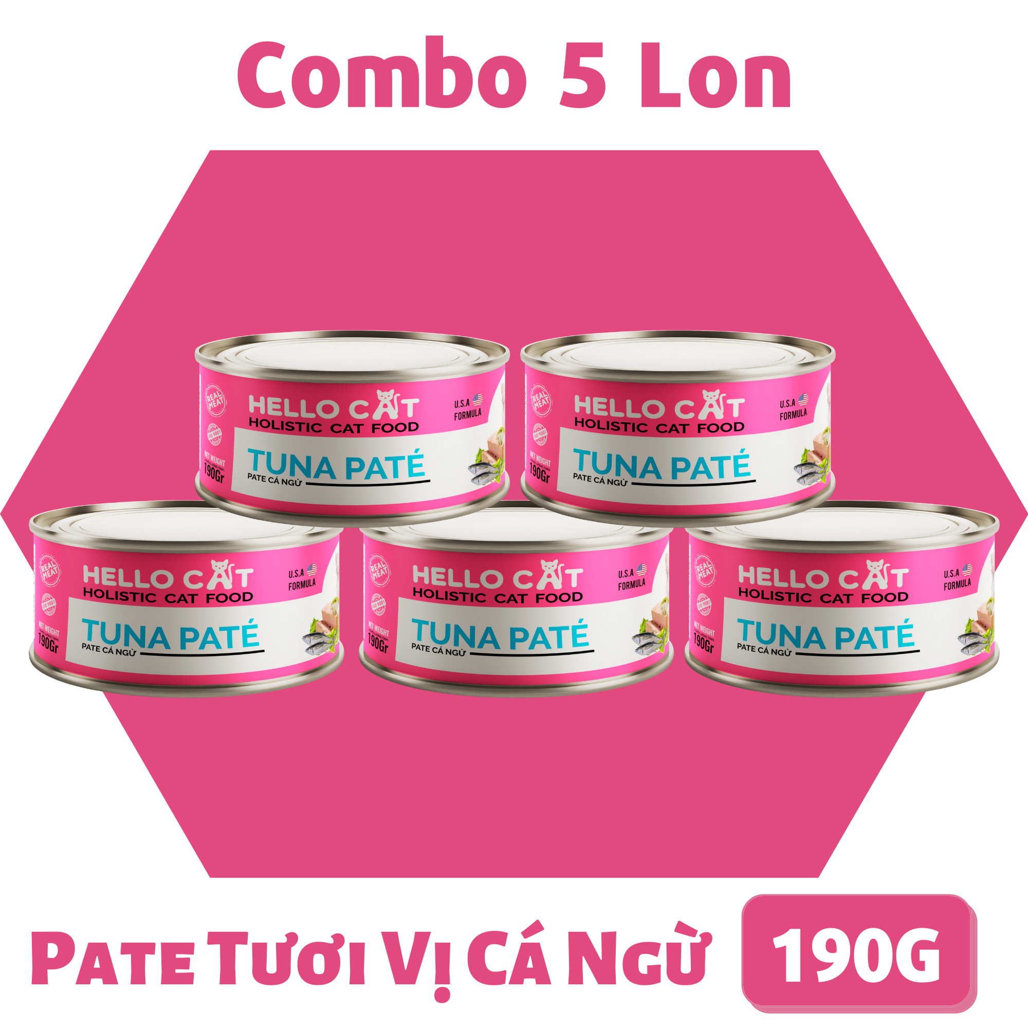 Pate Tươi Dành Cho Tất Cả Các Giống Mèo Ở Mọi Độ Tuổi Hương Vị Cá Ngừ Thơm Ngon Bắt Vị - Hello Cat Tuna Pate 190G