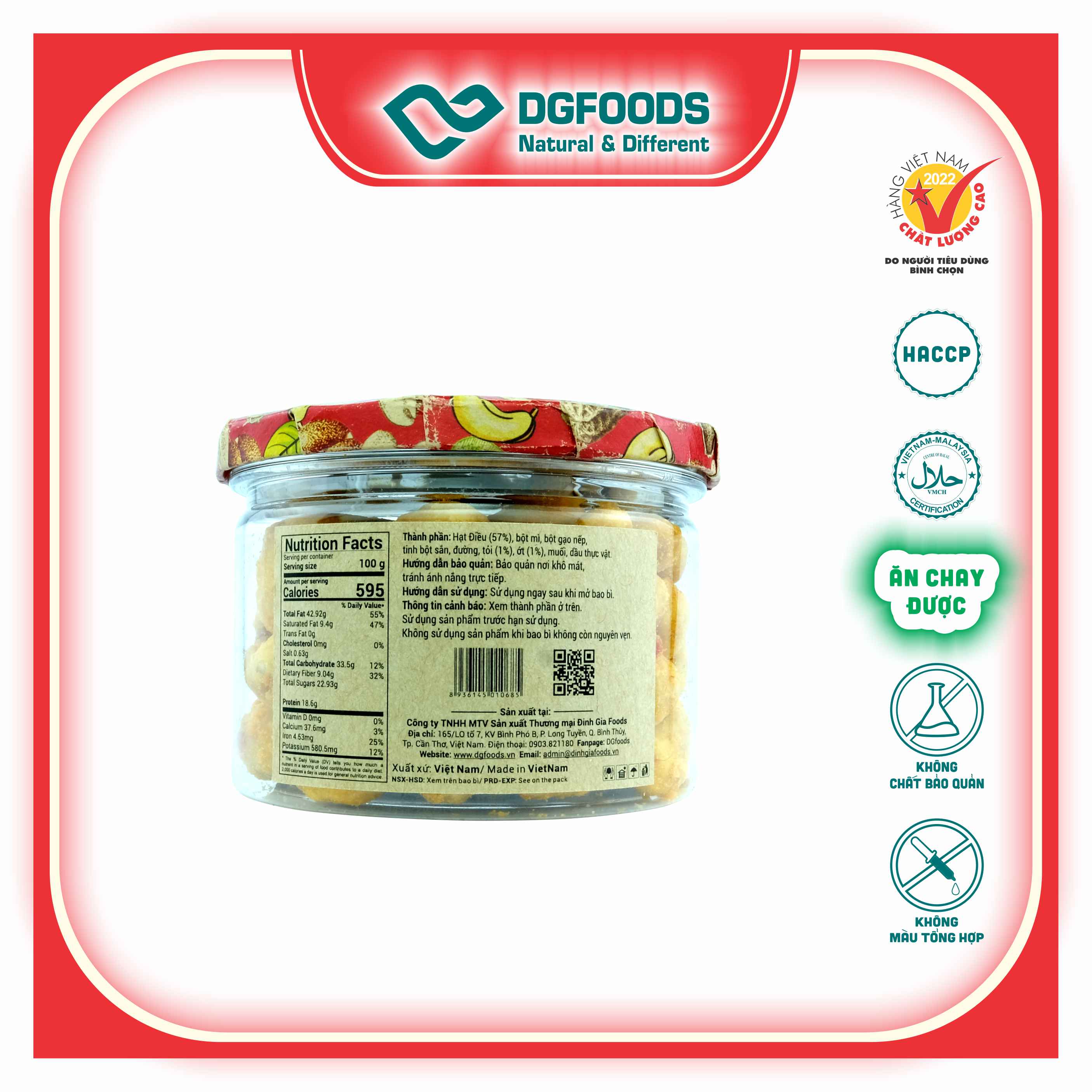 Hạt điều vị tỏi ớt 120g DGfoods/Chili & garlic coated cashew/ HVNCLC,HACCP,HALAL,hạt điều bình phước,đặc sản Cần Thơ
