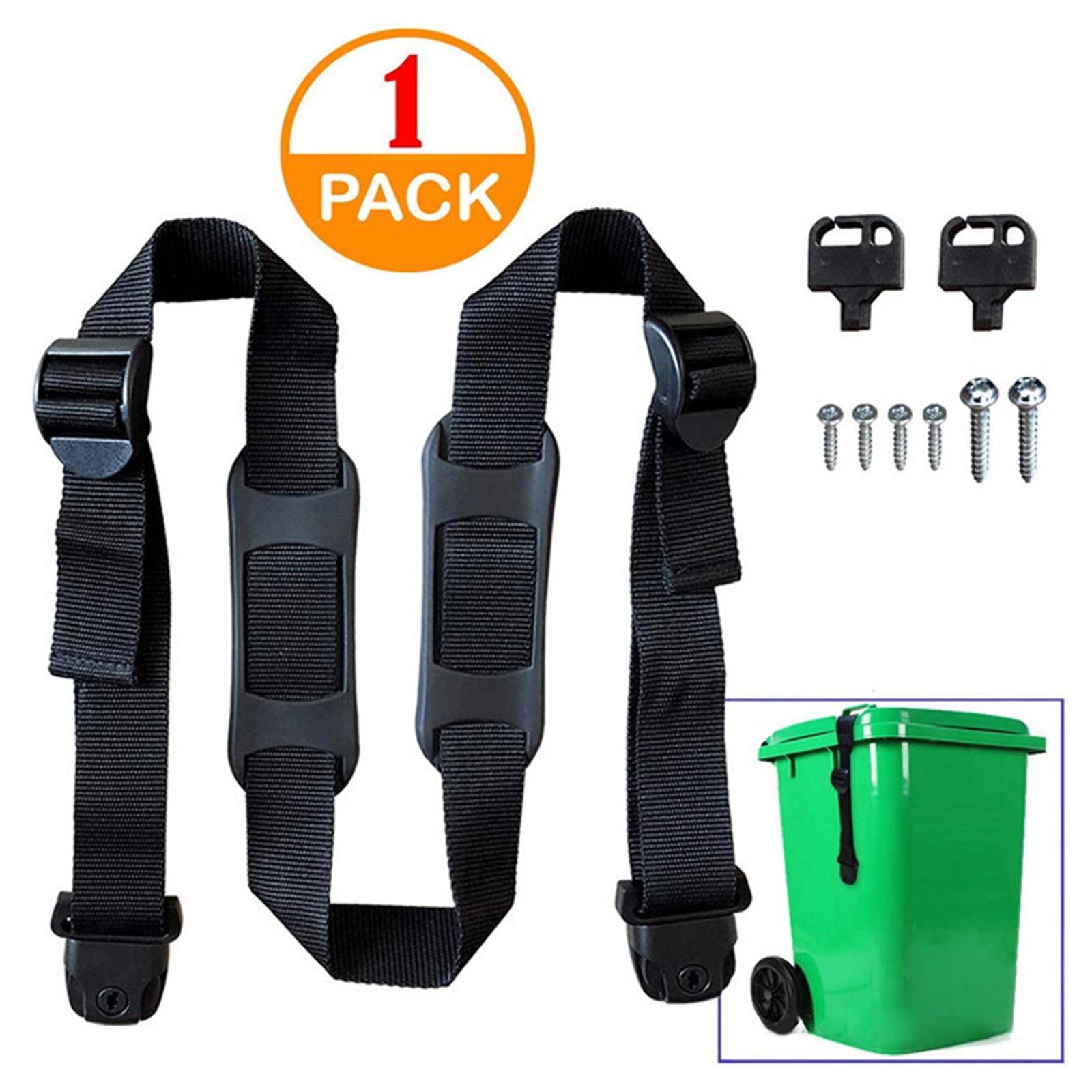 Garbage Strap Trash Can Lid Lock, Nylon Strap with Mount Screws, Dustbins Lock Strap, Garbage Can Security Strap for Outdoor Road Garbage Can