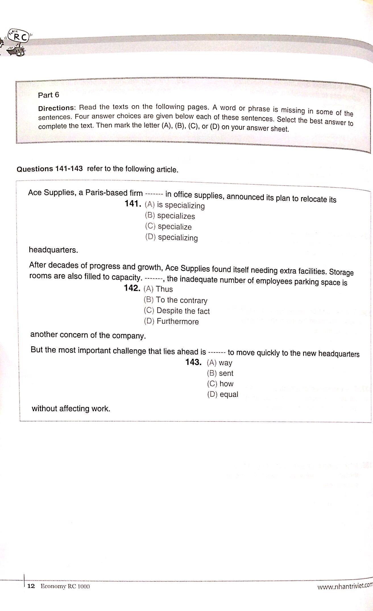 Sách Economy TOEIC RC1000 Volume 1