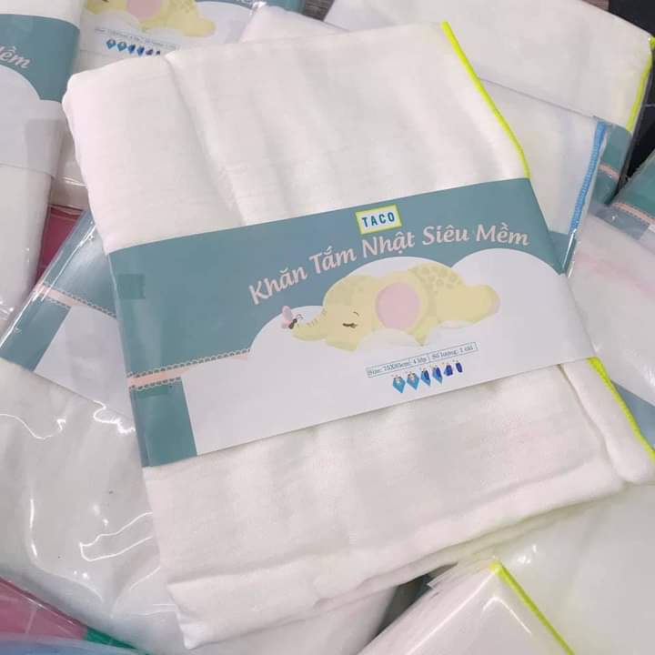 Khăn tắm cho em bé, khăn tắm nhật siêu mềm 4 lớp - TACO