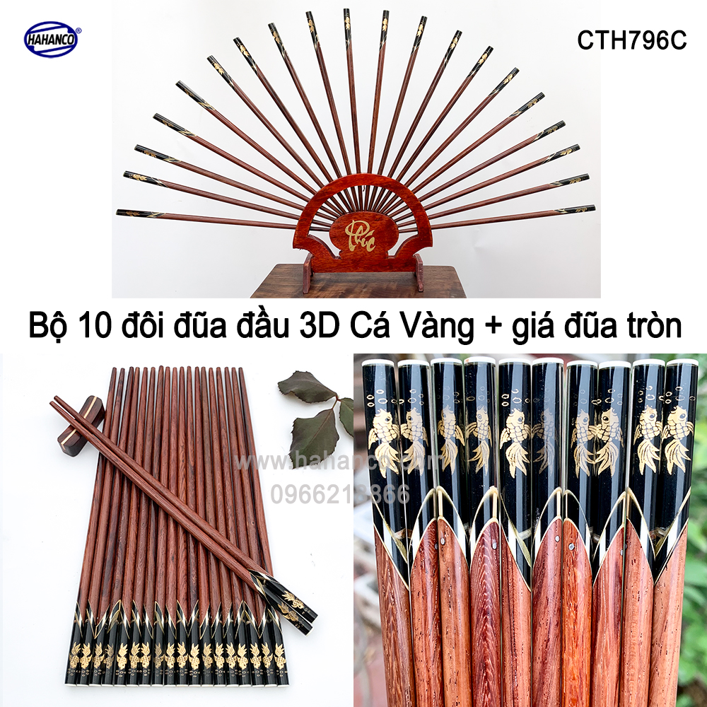 Bộ đũa thờ 10 đôi đũa Cẩm đầu 3D PHONG THỦY - Giá trị Tâm linh - truyền thống văn hóa Việt