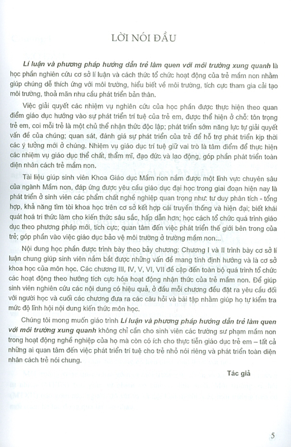 Giáo Trình Lí Luận Và Phương Pháp Hướng Dẫn Trẻ Làm Quen Với Môi Trường Xung Quanh