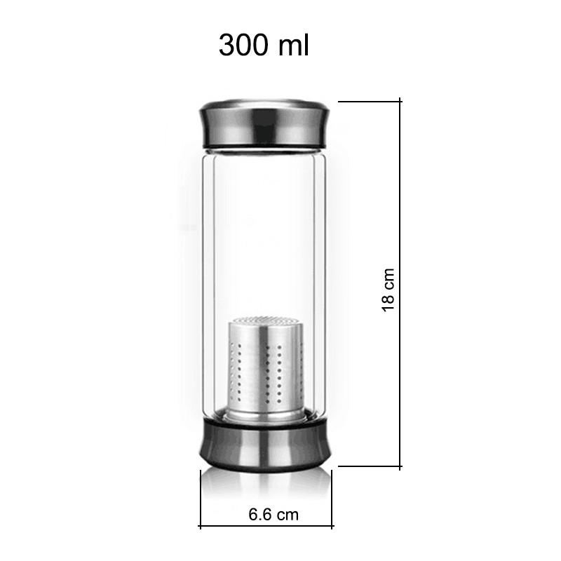 Bình pha trà giữ nhiệt bằng thủy tinh 2 lớp và inox304 cao cấp 300-420ml