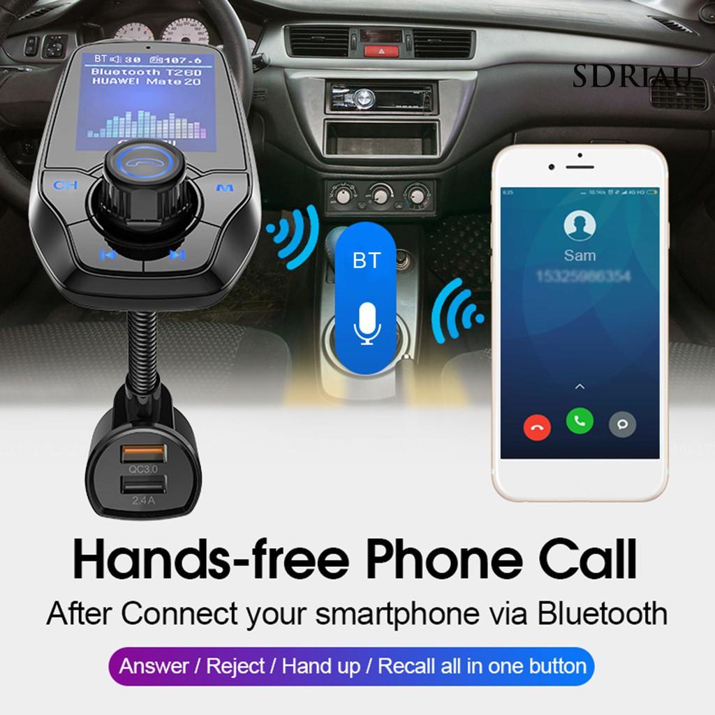 Máy Nghe Nhạc Qcd3 Kết Nối Bluetooth Qc3.0 Hỗ Trợ Thẻ Tf Trên Xe Hơi Kèm Phụ Kiện