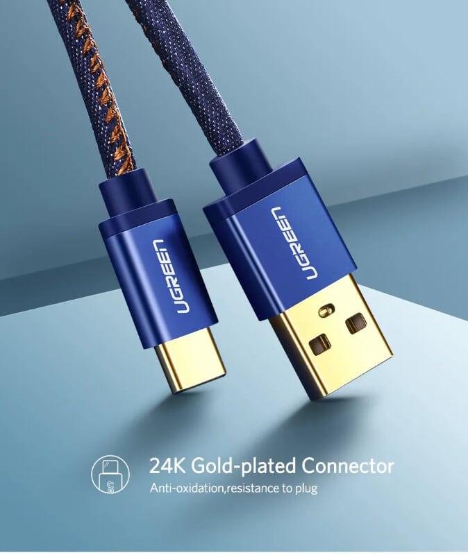 Ugreen UG40343US250TK 0.5M màu Xanh Cáp sạc USB TypeC cao cấp - HÀNG CHÍNH HÃNG