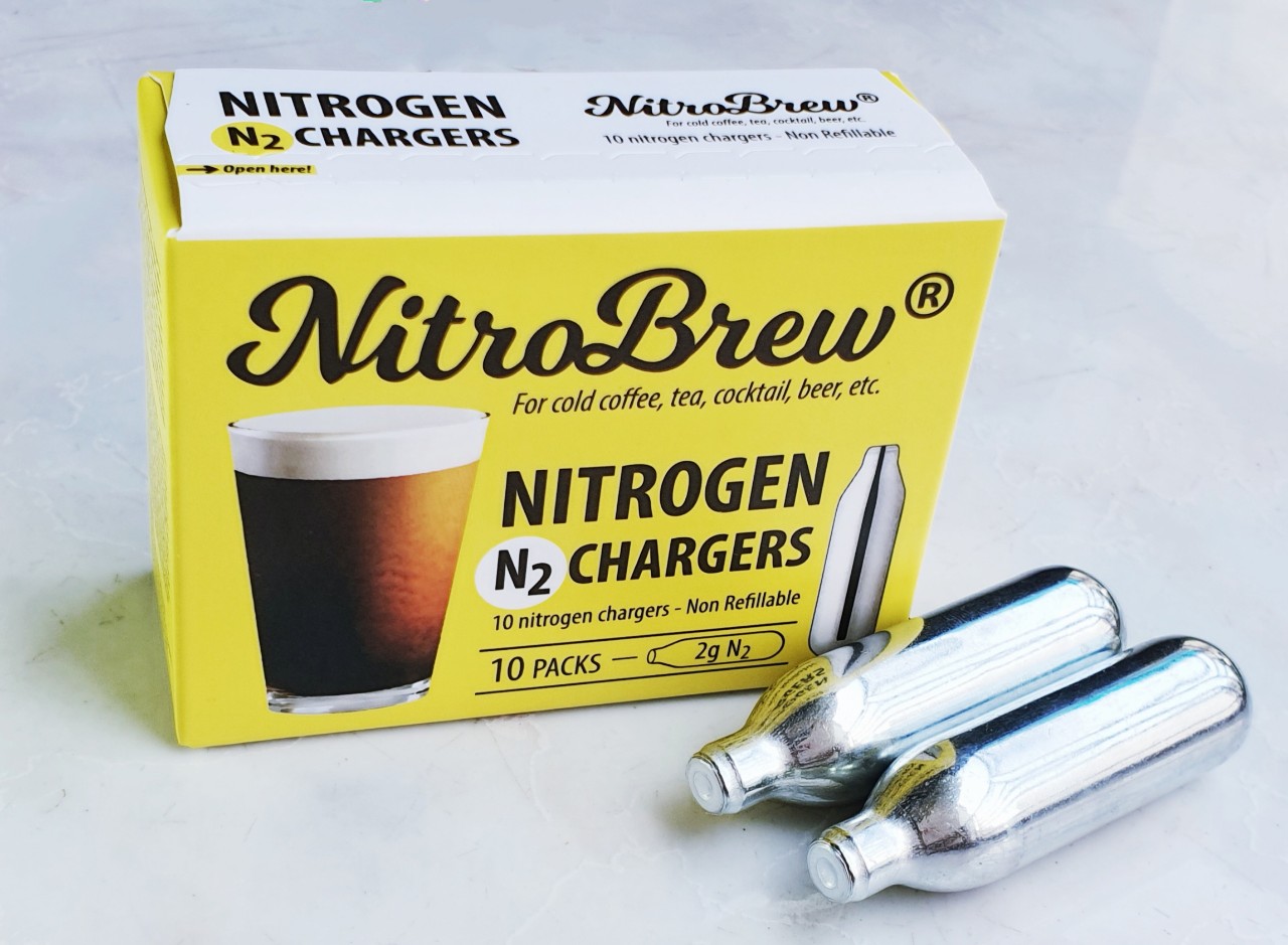 Gas N2 Nitrogen Charger NitroBrewNitroBrew (dùng làm Cà phê Nitro/Nitro Coffee,... tạo lớp bọt mịn cho thức uống)