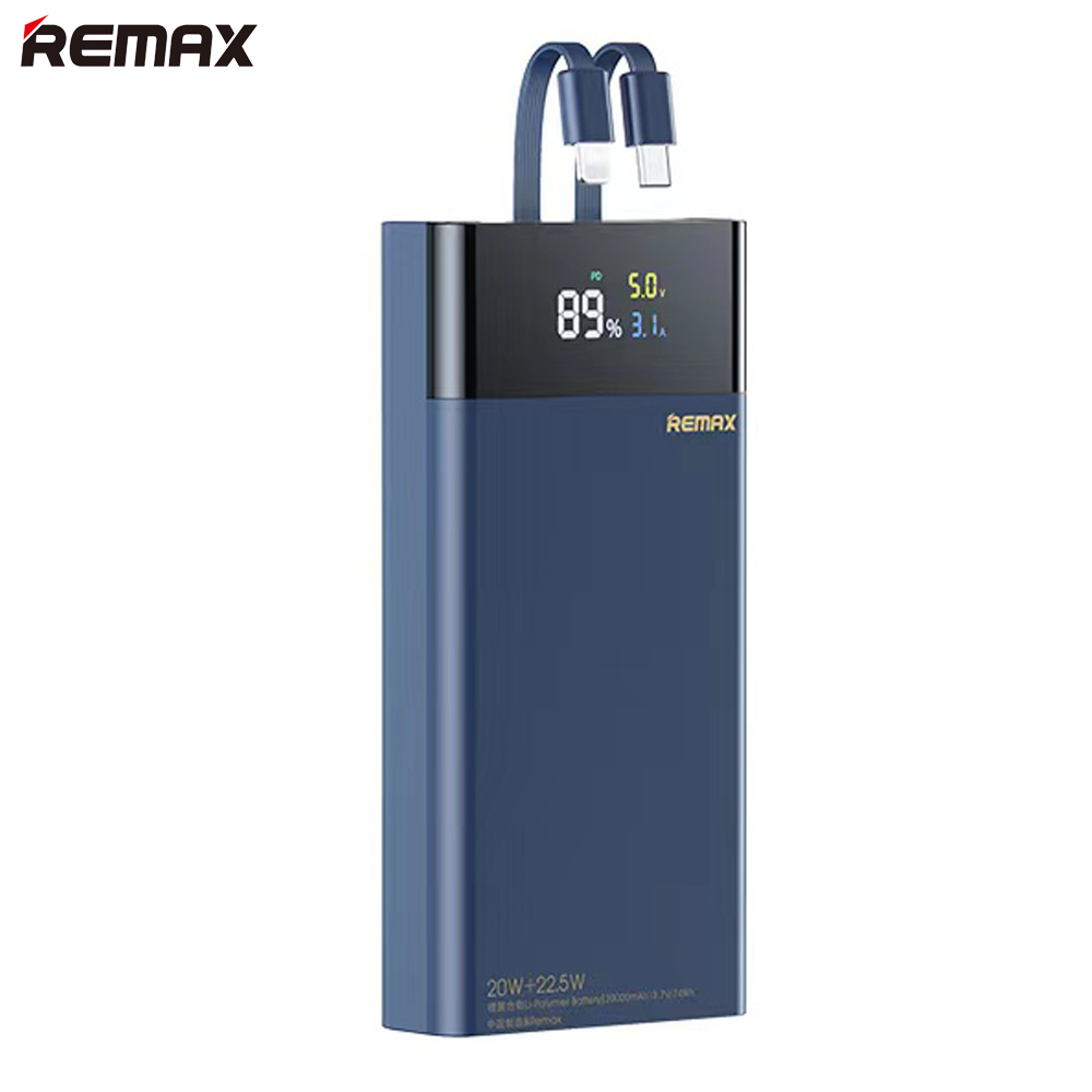 Pin sạc dự phòng Remax 20000mAh PD 22.5W tích hợp sẵn cáp cho điện thoại Remax RP-561 - Hàng Chính Hãng