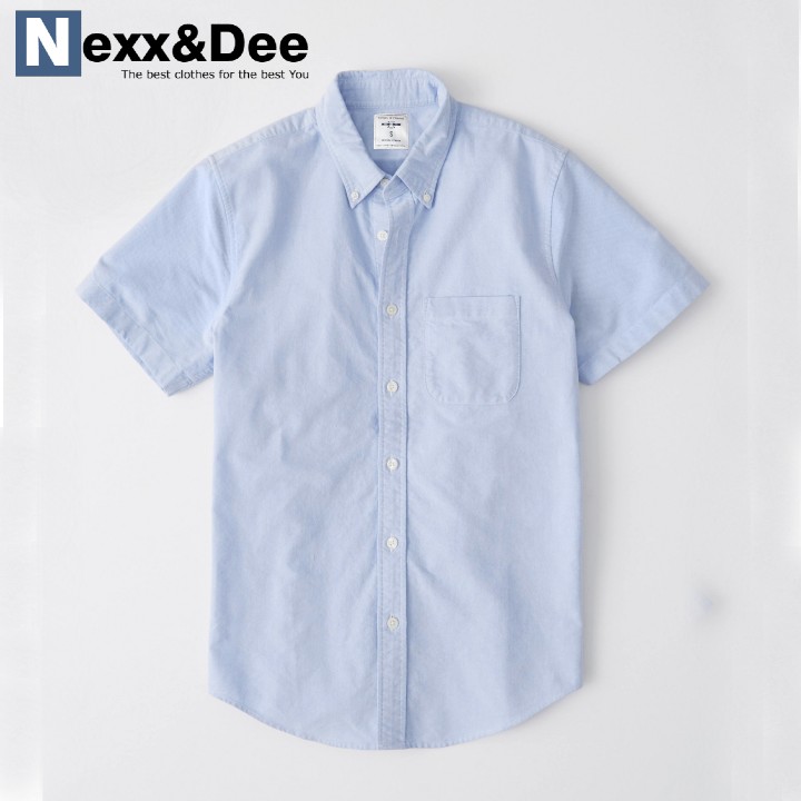 Áo sơ mi nam tay ngắn trắng công sở vải oxford denim có túi cao cấp SM04