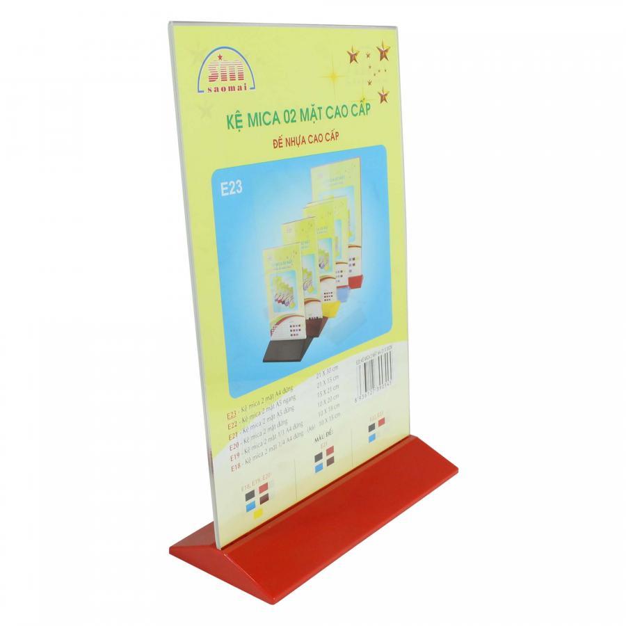 Kệ 2 mặt mica SM E20 đế nhiều màu.