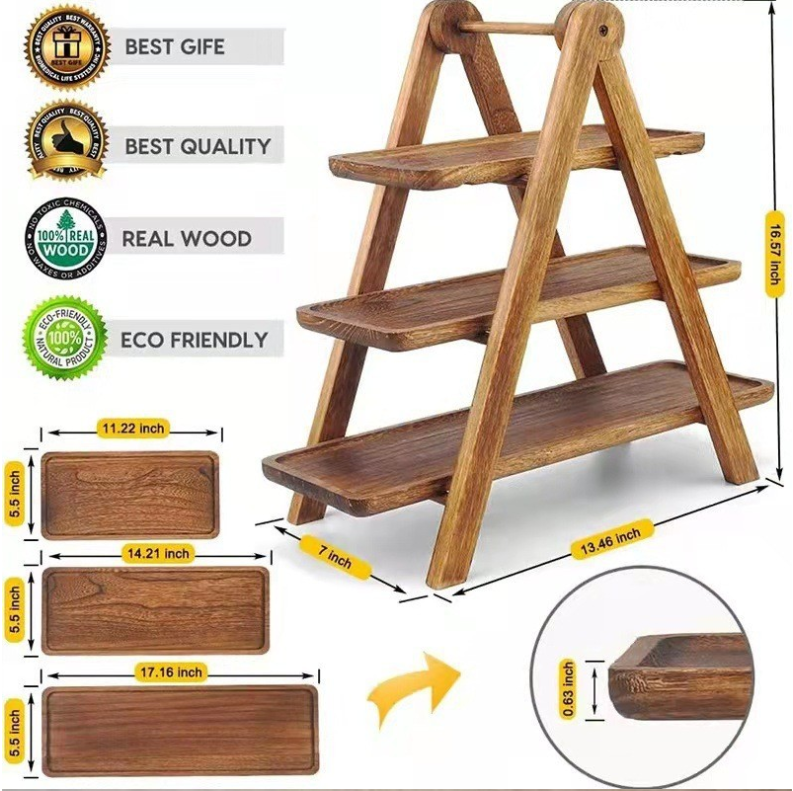 Khay Gỗ Bàn Tiệc 3 Tầng Serving Cascading Tray