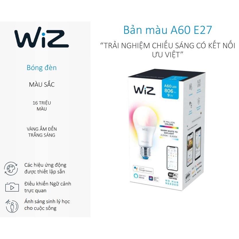 Bóng đèn WiZ 16 triệu màu màu Wi-Fi Color+TunableWhite/9W A60