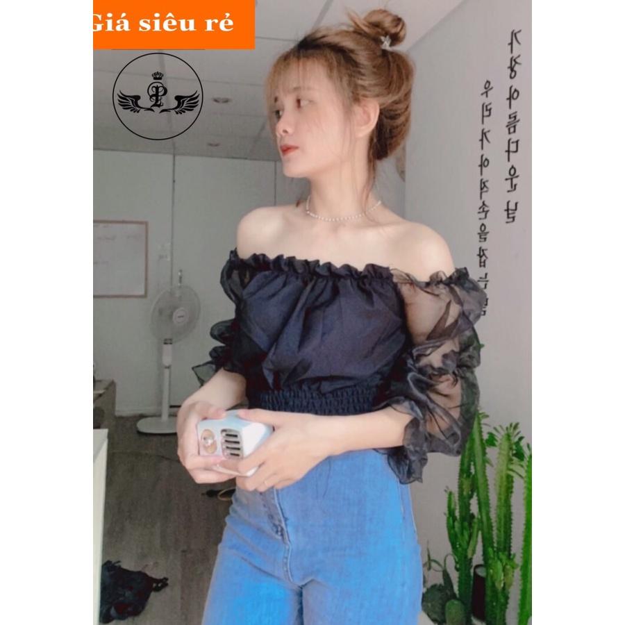 Áo Bẹt Vai Tay Lưới Phồng Chất Voan Siêu Mịn MS11/GN40