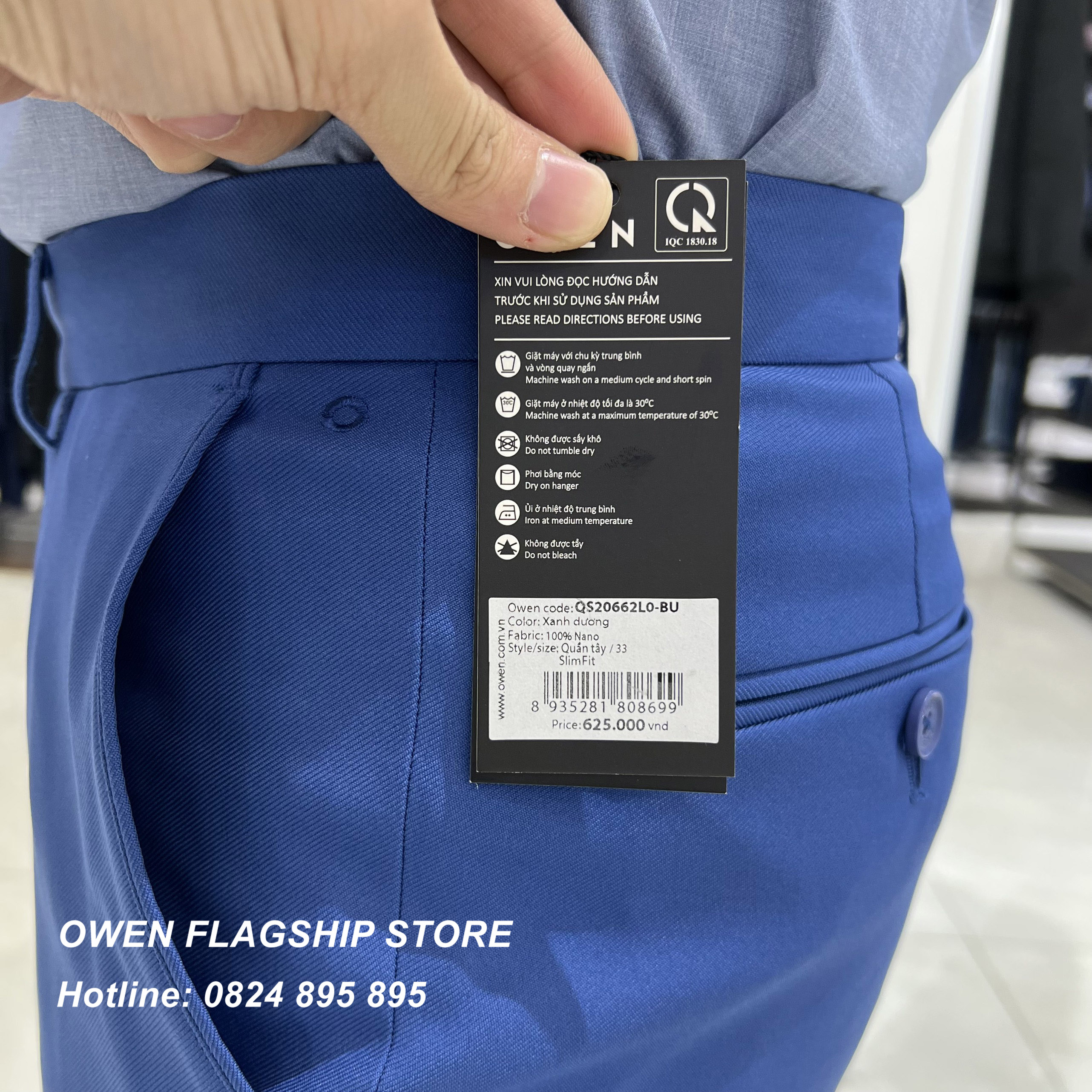 OWEN - Quần âu nam công sở dáng SLIMFIT mã QS20662L0 màu xanh