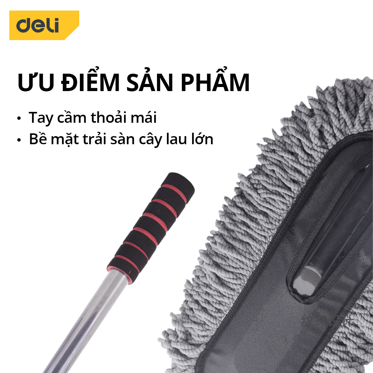 Bộ 2 Cây Lau Bụi Deli - Lau Ô Tô, Xe Máy, Dụng Cụ Gia ĐÌnh Đa Năng - Tay Cầm Có Thể Thu Gọn Lau Mọi Ngóc Ngách DL8063