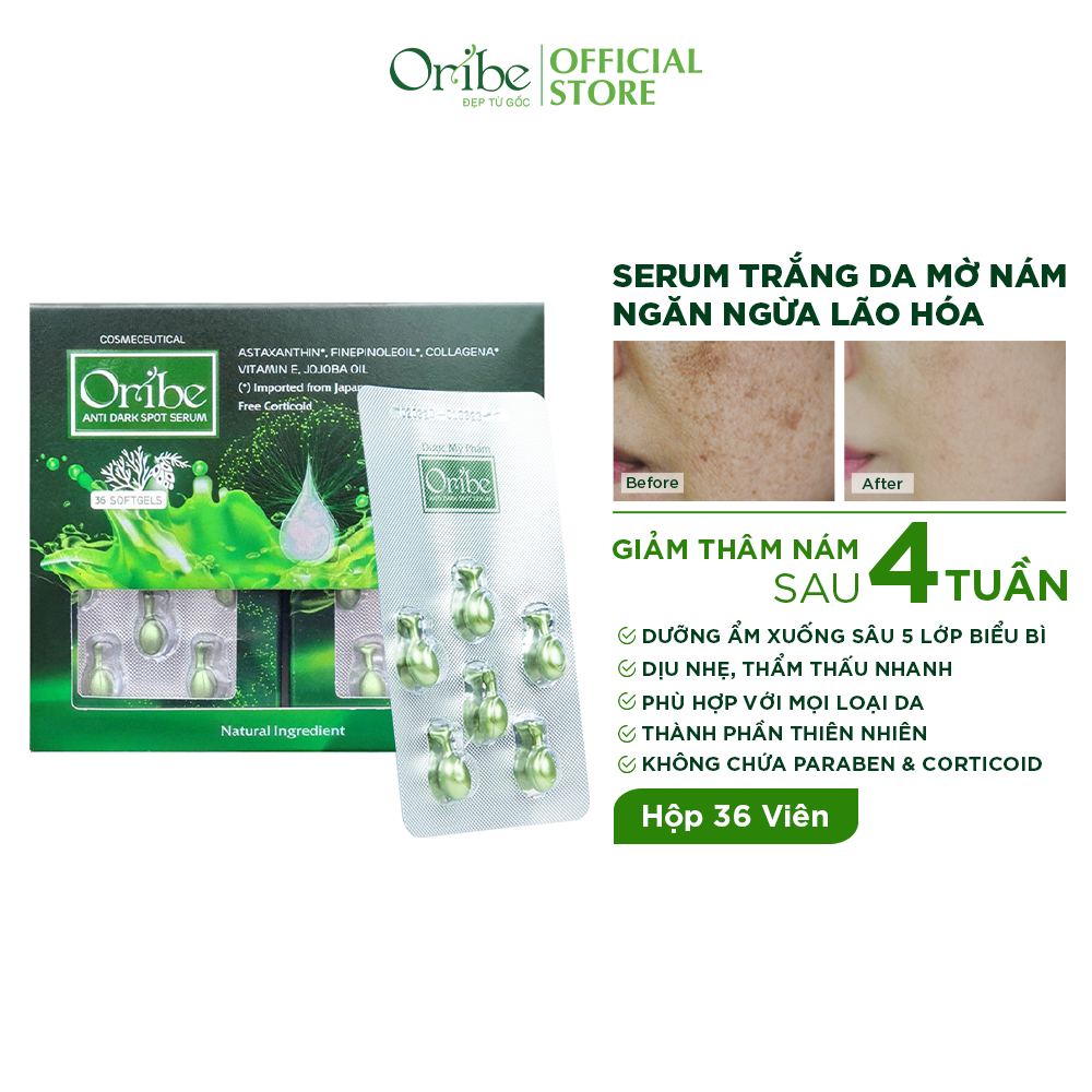 Serum Trắng Da Mờ Nám Tàn Nhang Chống Lão Hóa Oribe - Vi Tảo Lục và Tinh Dầu Thông Trắng Nhật Bản (Dạng Viên, Hộp 36 Viên)