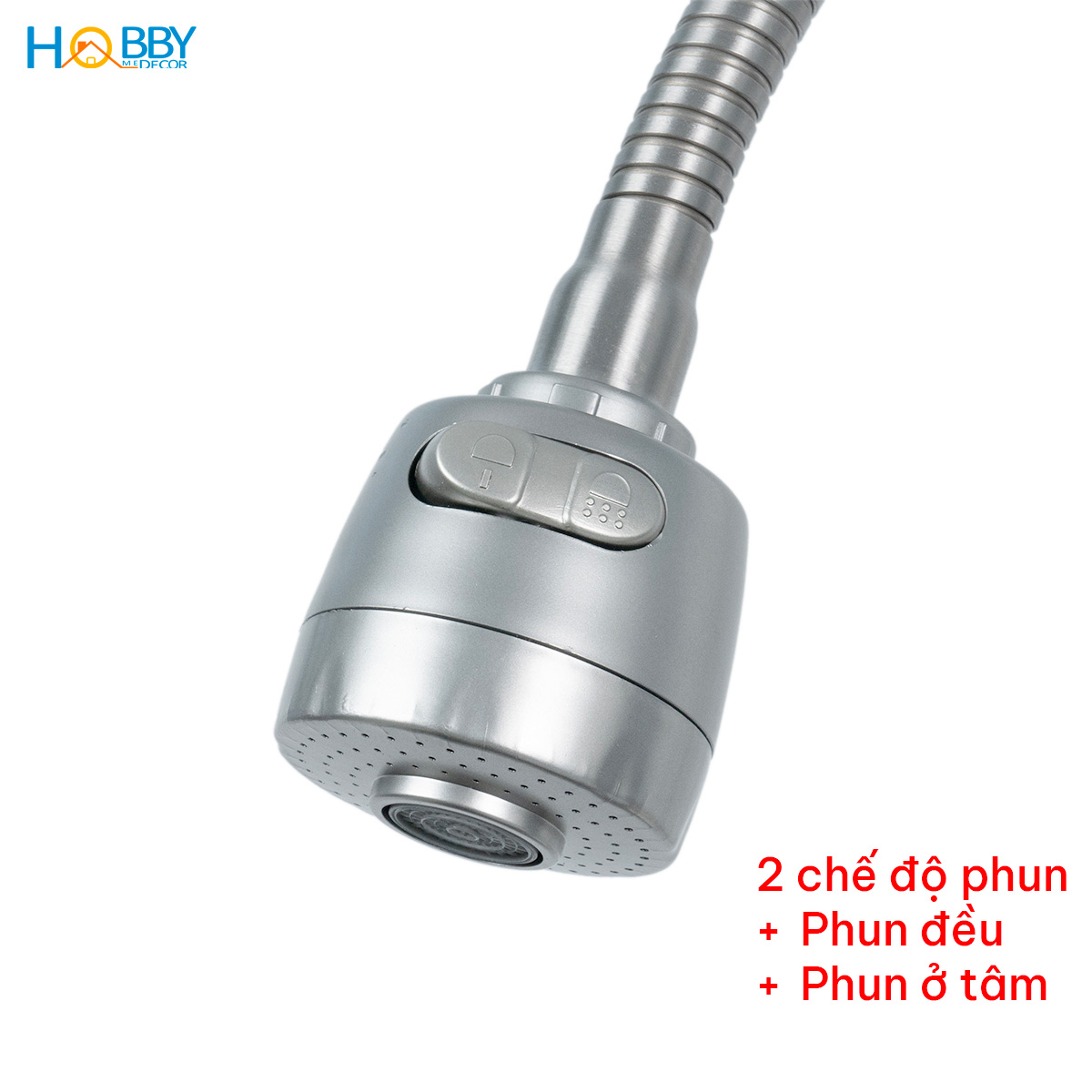 Vòi rửa chén lạnh 2 đầu xả vòi tăng áp inox 304 HOBBY Home Decor LX2D