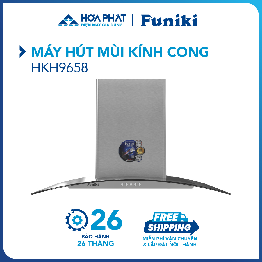 Máy hút mùi kính cong Funiki HKH9658 (Rộng 70cm) - Bảo hành 26 tháng - Hàng chính hãng